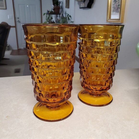 Whitehall Amber By Colony Tea Glass Stacked Cube Set Of Two - Picture 2 of 7